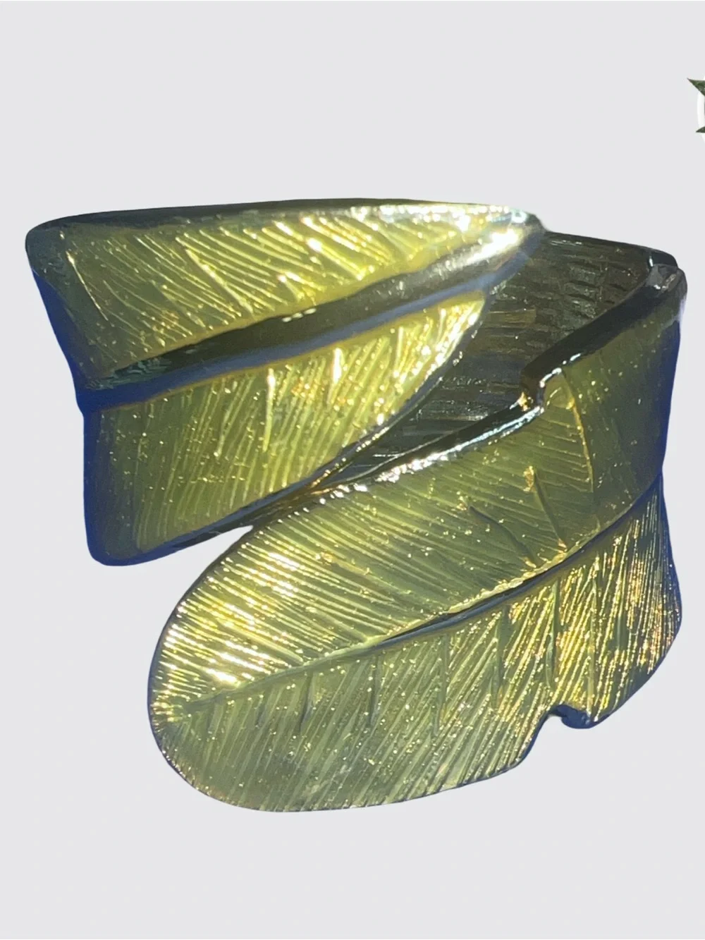 kirks folly Gold Tone Hinge Enamel Green Leaf Shaped bracelet